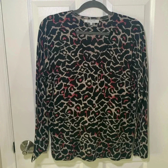 Gerard Darel wool V-neck leopard print sweater size 4 - Picture 1 of 9